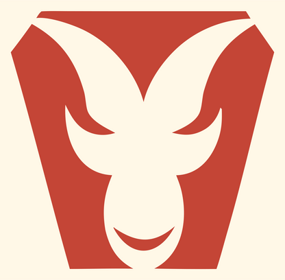 Negative Space Ram Face Crest #fff8e7/#c44536