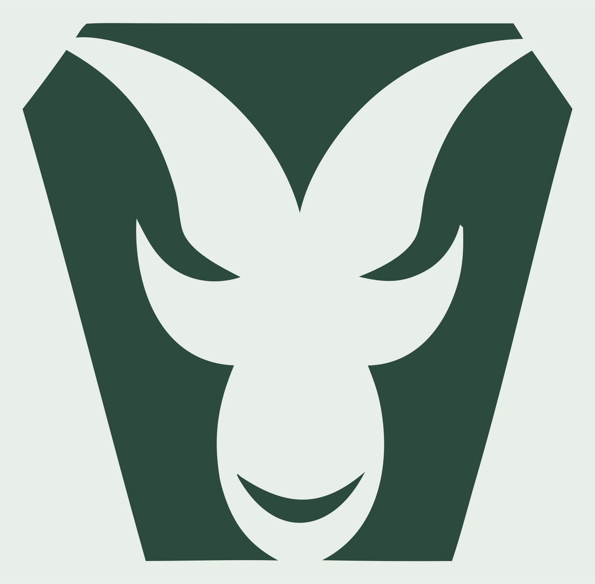 Negative Space Ram Face Crest #e8efe9/#2d4a3e