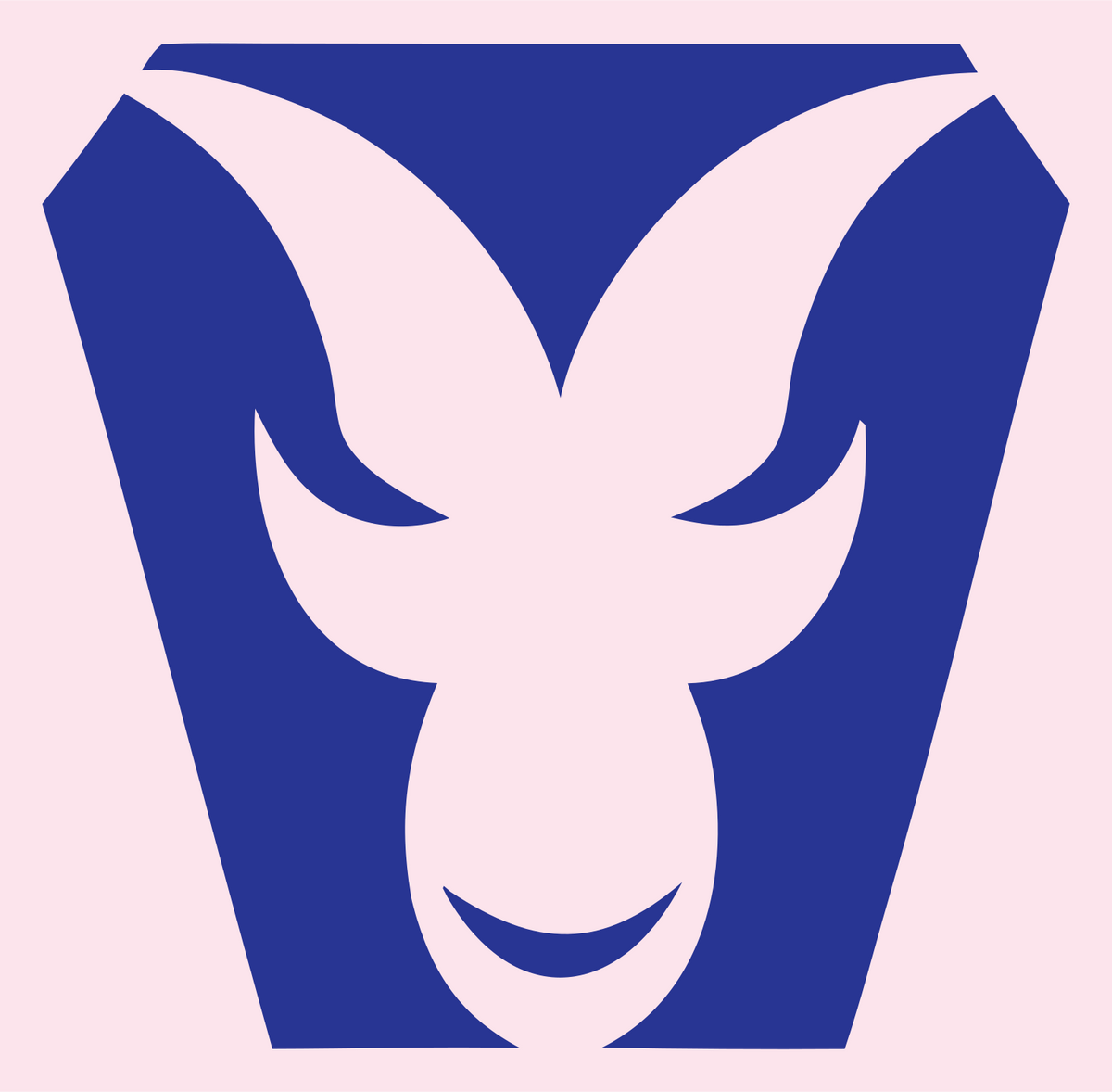 Negative Space Ram Face Crest #fce4ec/#283593