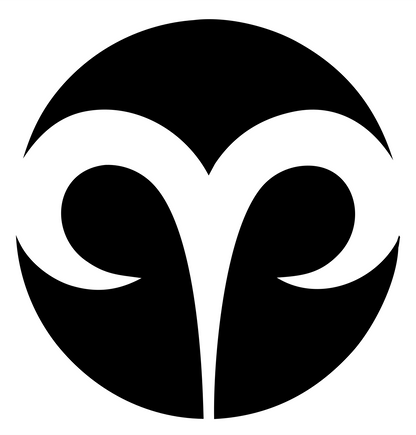Negative Space Aries Circle Badge #ffffff/#000000