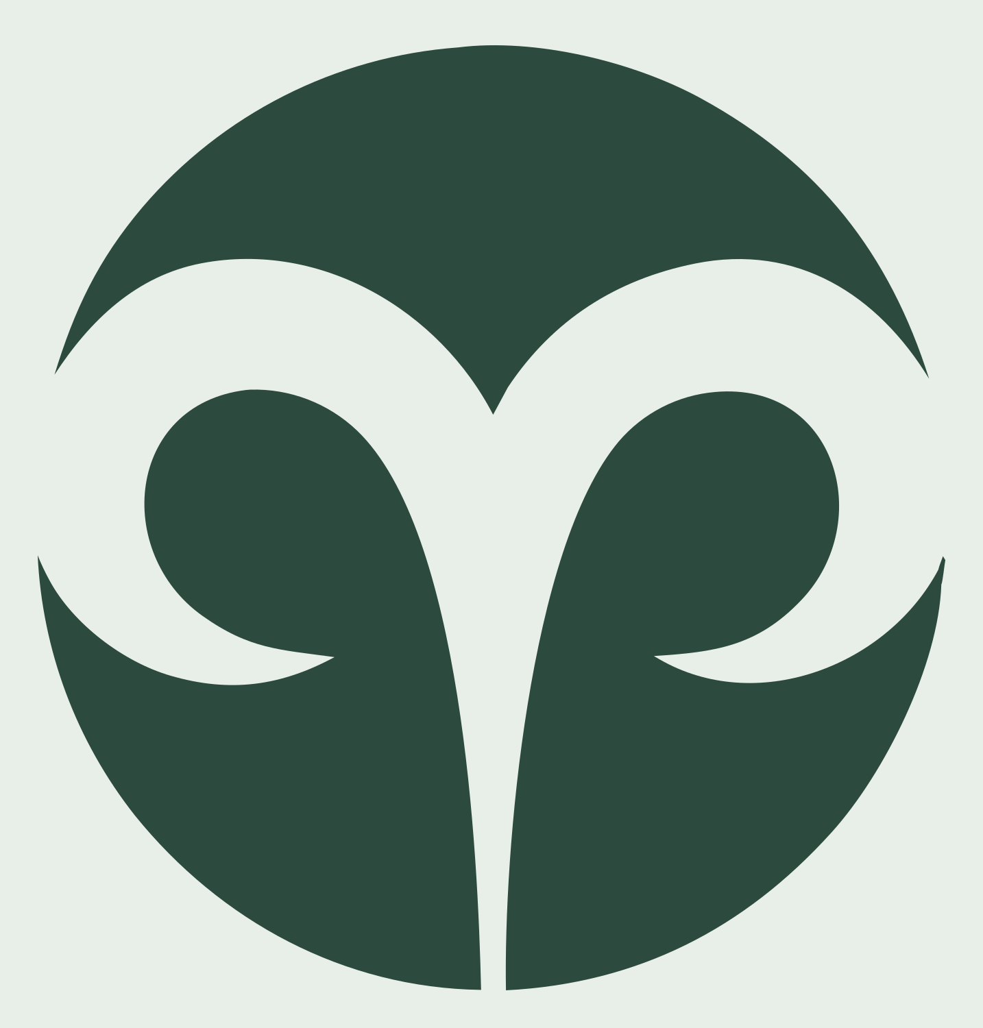 Negative Space Aries Circle Badge #e8efe9/#2d4a3e