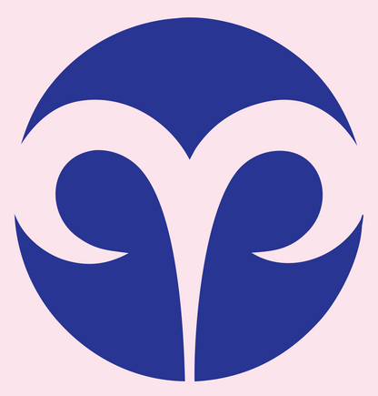 Negative Space Aries Circle Badge #fce4ec/#283593