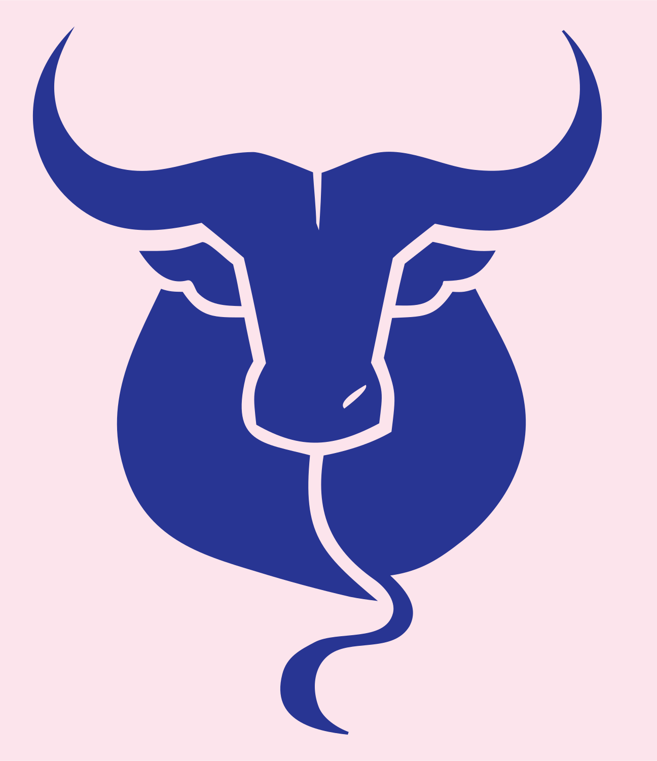 Bold Bull Face Front Logo #fce4ec/#283593