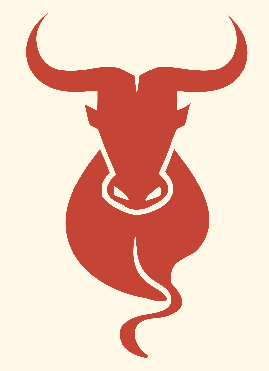 Taurus Bull Silhouette Crest #fff8e7/#c44536