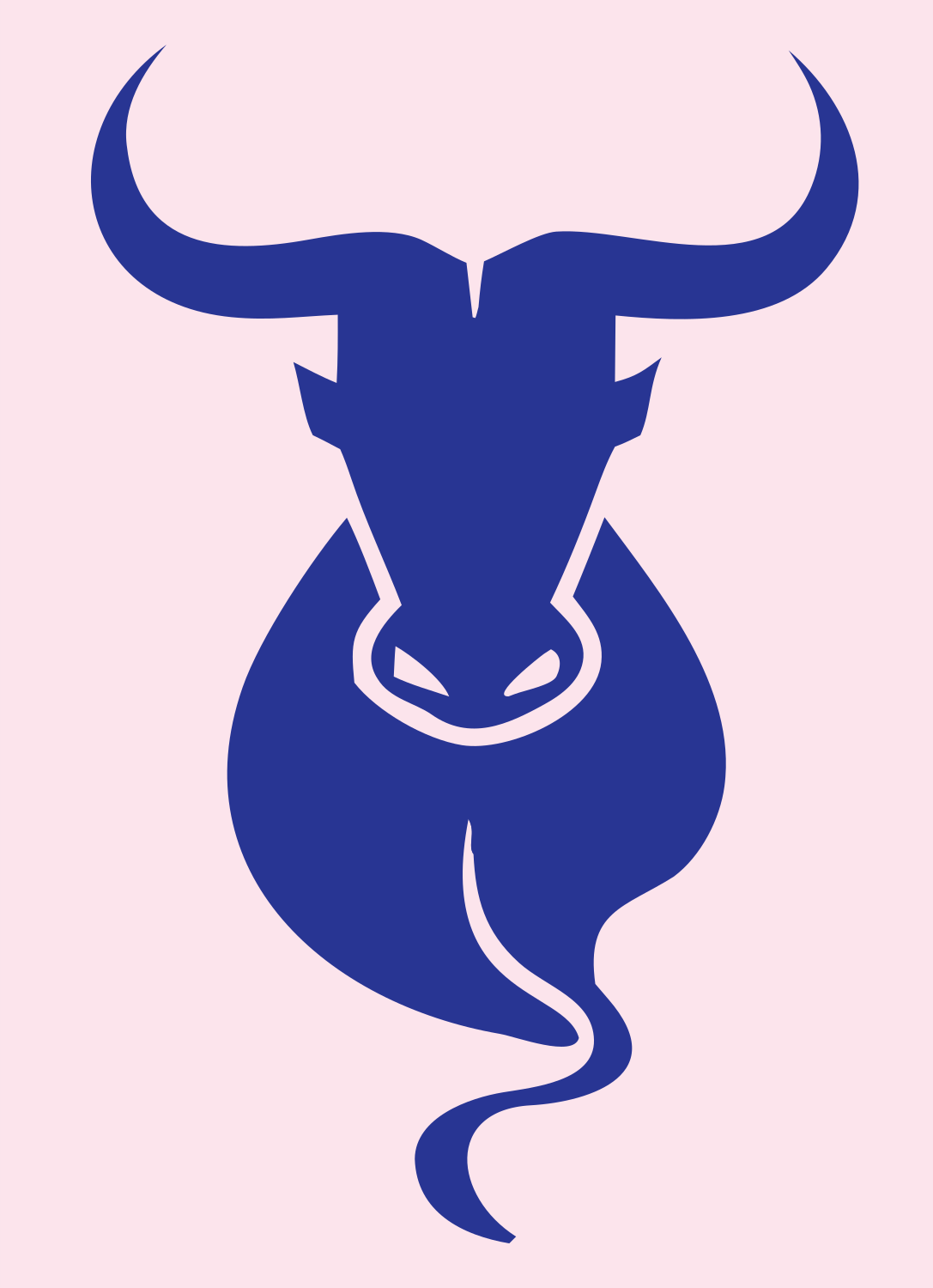 Taurus Bull Silhouette Crest #fce4ec/#283593