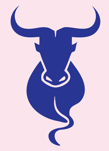 Taurus Bull Silhouette Crest #fce4ec/#283593