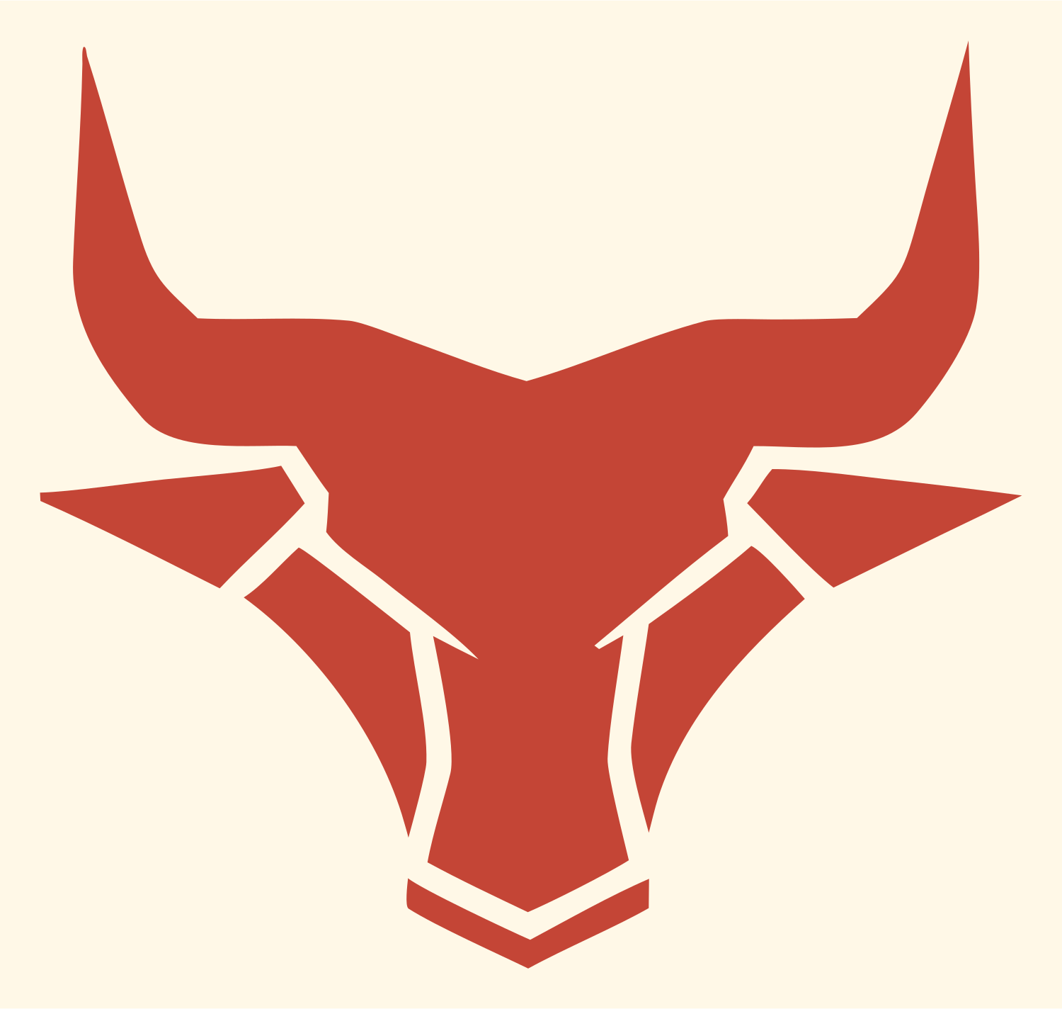 Geometric Bull Head Badge #fff8e7/#c44536