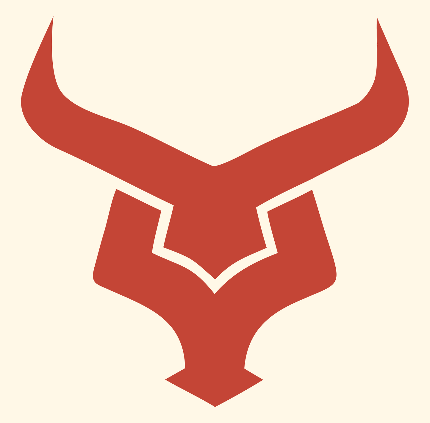 Angular Bull Head Emblem #fff8e7/#c44536