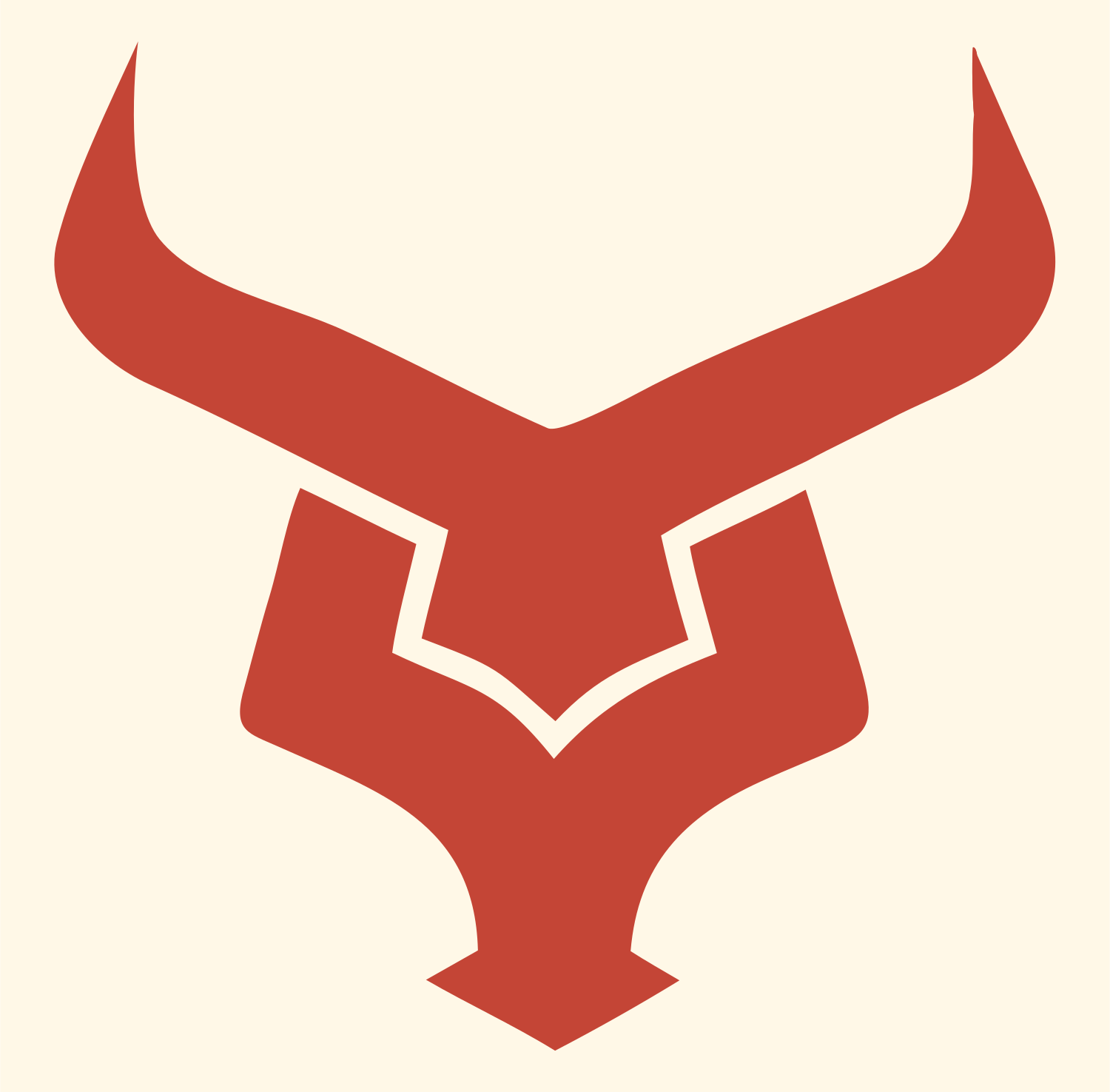 Angular Bull Head Emblem #fff8e7/#c44536