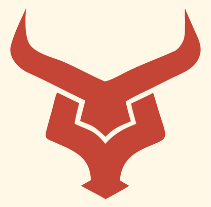 Angular Bull Head Emblem #fff8e7/#c44536