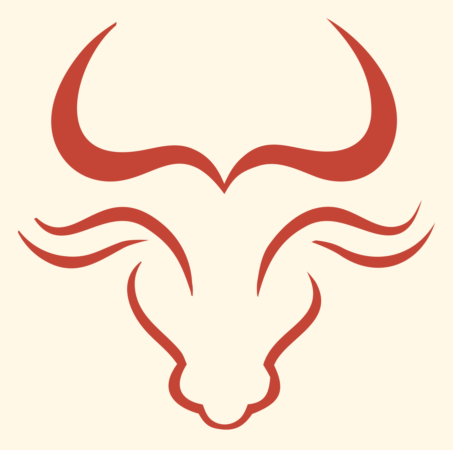 Hand-Drawn Bull Head Mark #fff8e7/#c44536