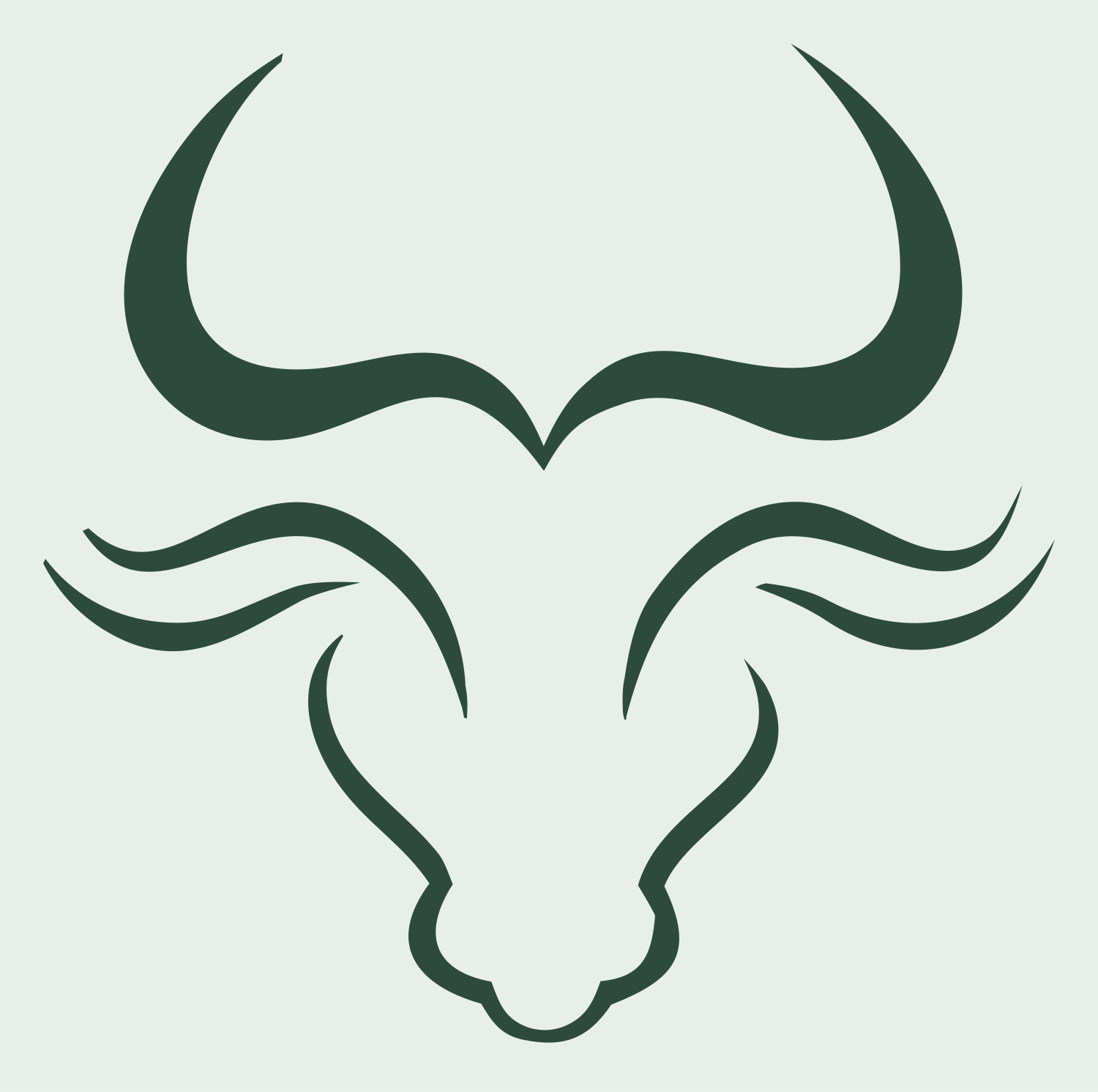 Hand-Drawn Bull Head Mark #e8efe9/#2d4a3e