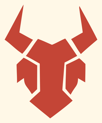 Fragmented Bull Head Logo #fff8e7/#c44536