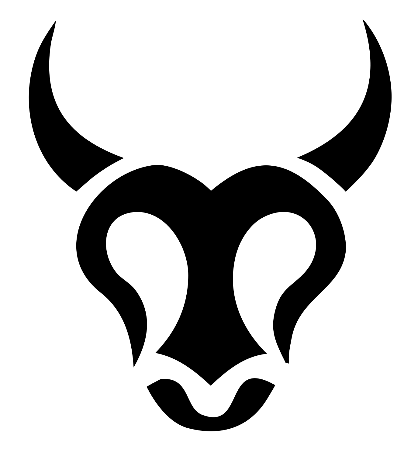 Hand-Drawn Taurus Face Crest #ffffff/#000000