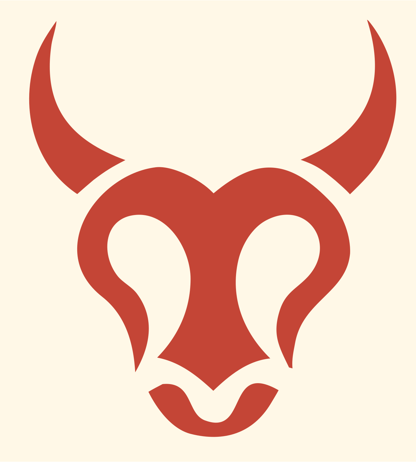 Hand-Drawn Taurus Face Crest #fff8e7/#c44536