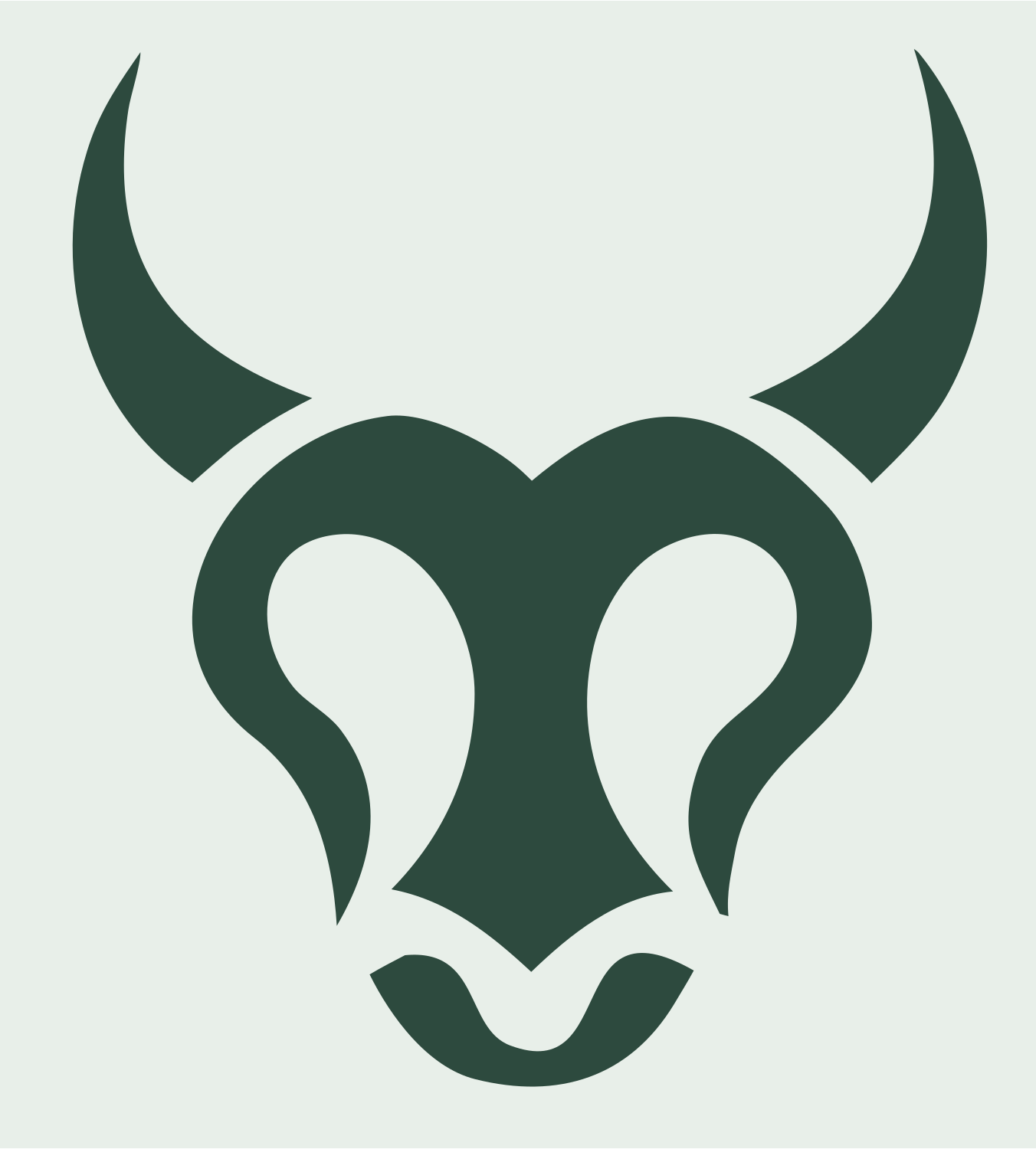 Hand-Drawn Taurus Face Crest #e8efe9/#2d4a3e