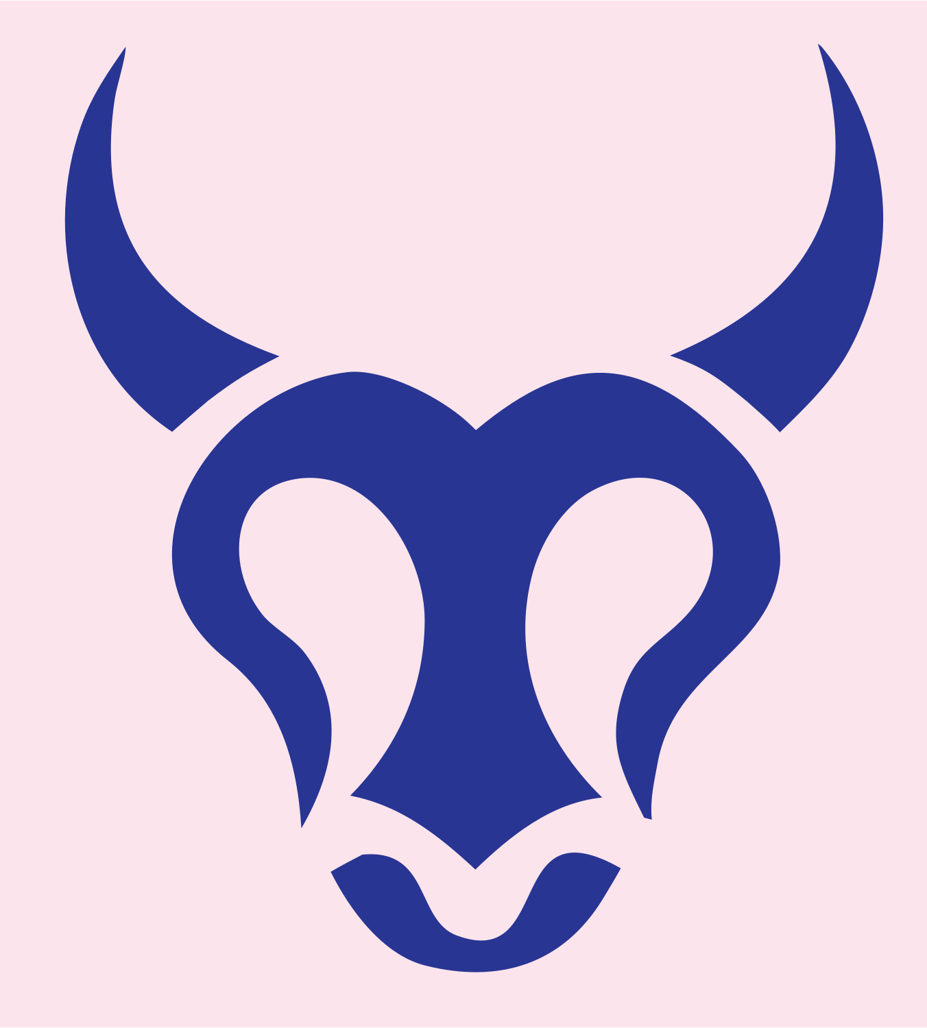 Hand-Drawn Taurus Face Crest #fce4ec/#283593