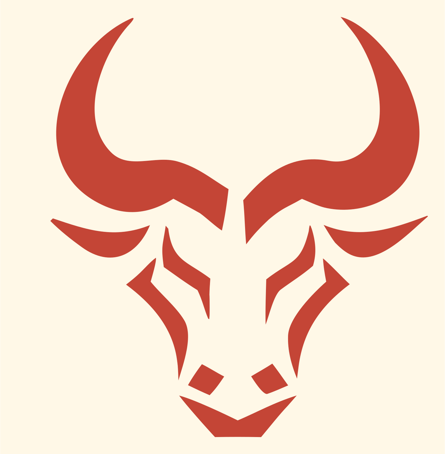 Geometric Bull Face Mark #fff8e7/#c44536