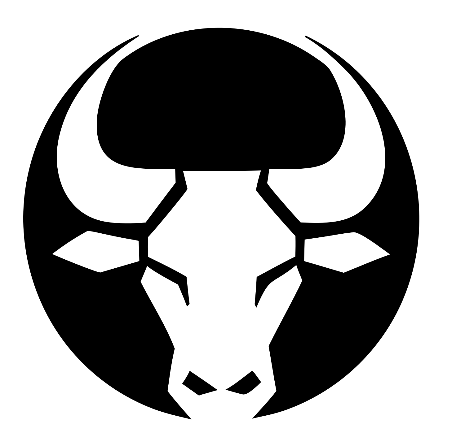Negative Space Bull Circle Badge #ffffff/#000000