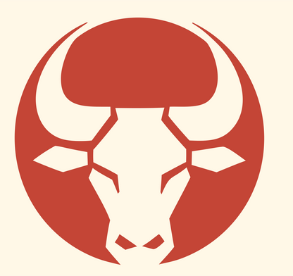 Negative Space Bull Circle Badge #fff8e7/#c44536
