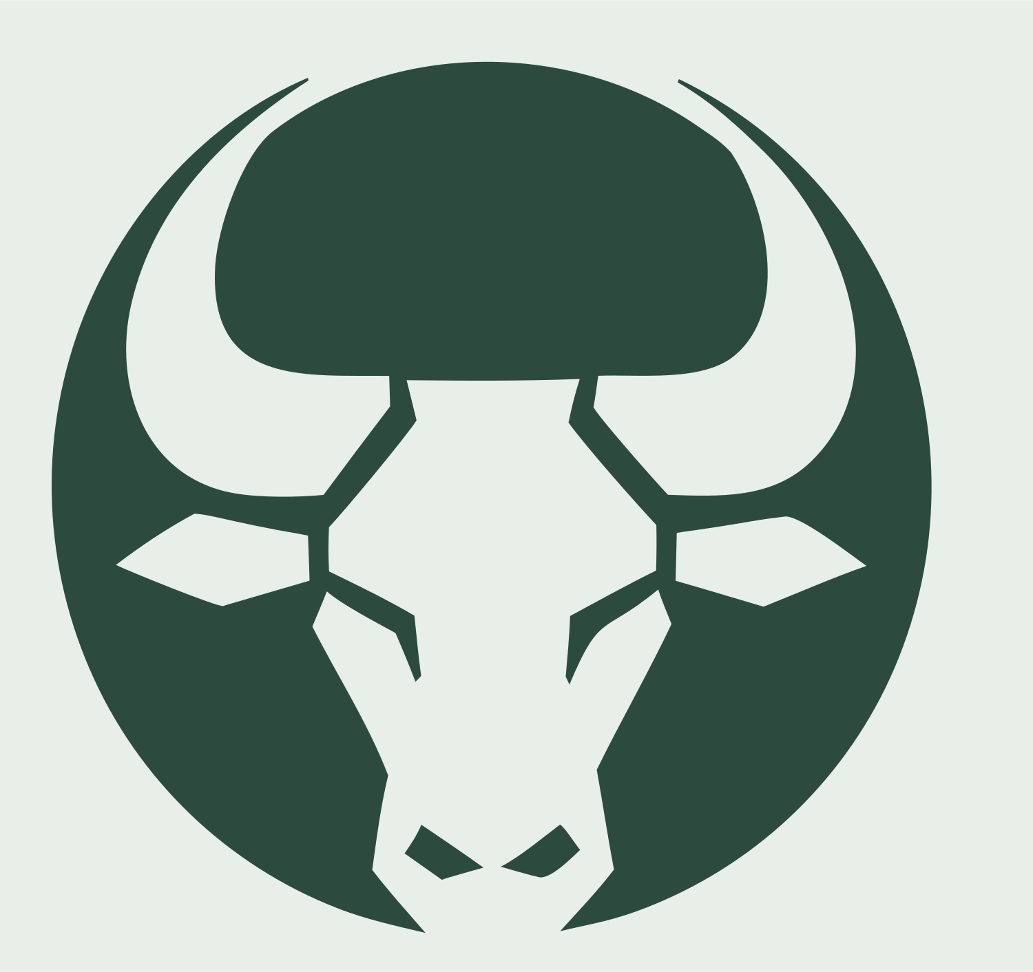 Negative Space Bull Circle Badge #e8efe9/#2d4a3e
