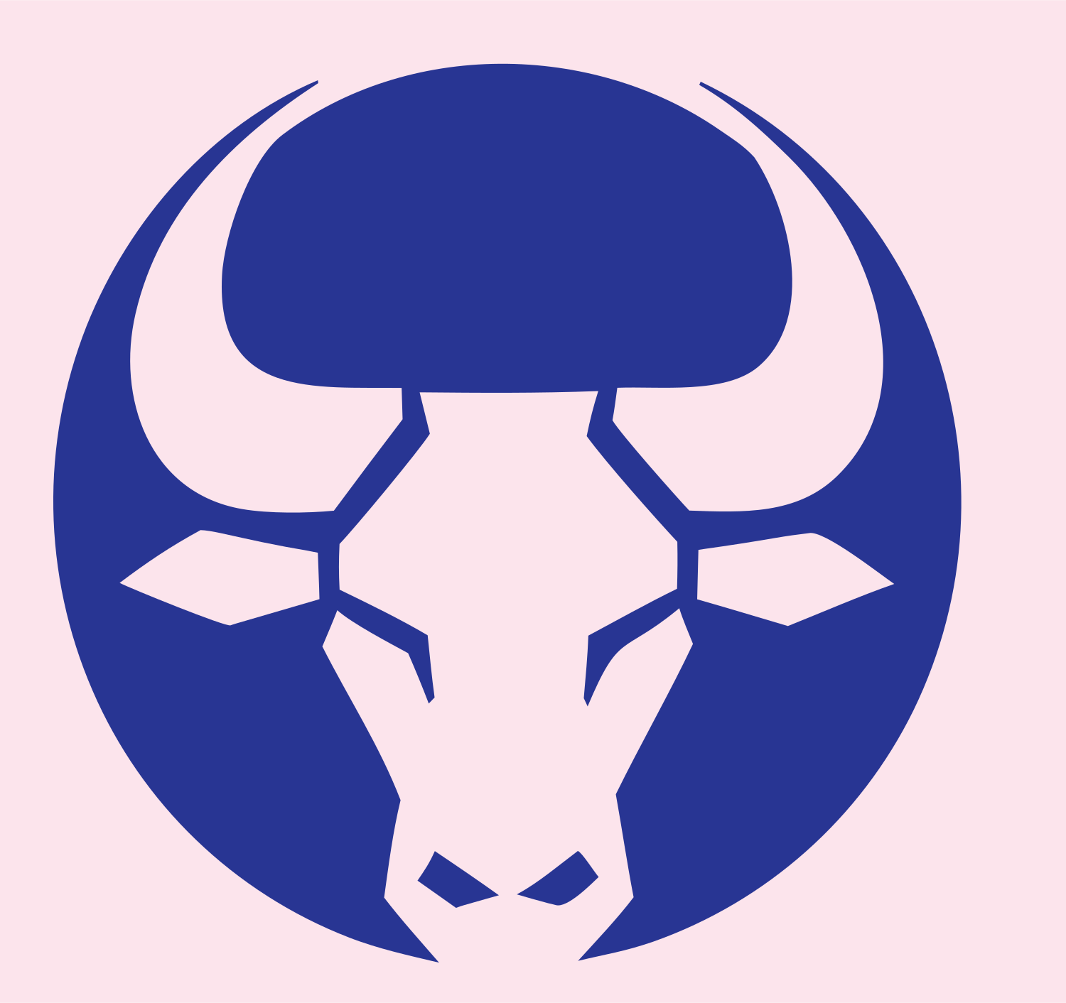 Negative Space Bull Circle Badge #fce4ec/#283593