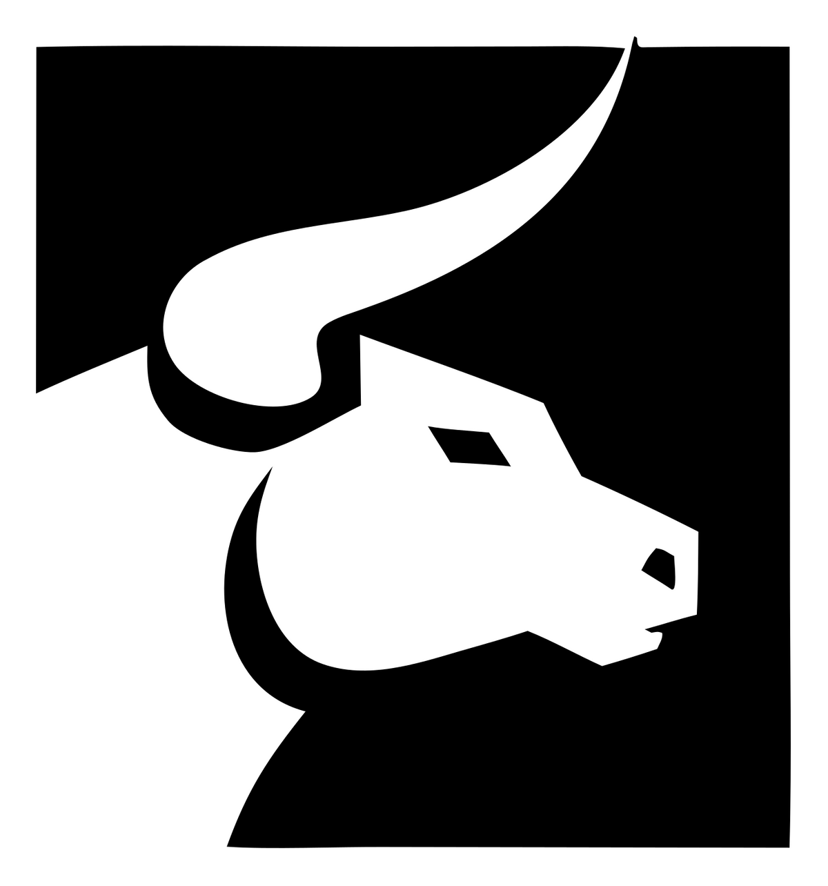 Negative Space Bull Square Logo #ffffff/#000000