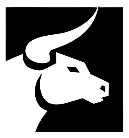 Negative Space Bull Square Logo #ffffff/#000000