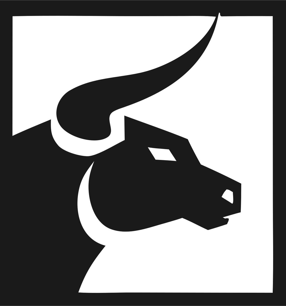 Negative Space Bull Square Logo #1a1a1a/#ffffff