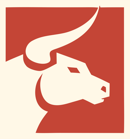 Negative Space Bull Square Logo #fff8e7/#c44536