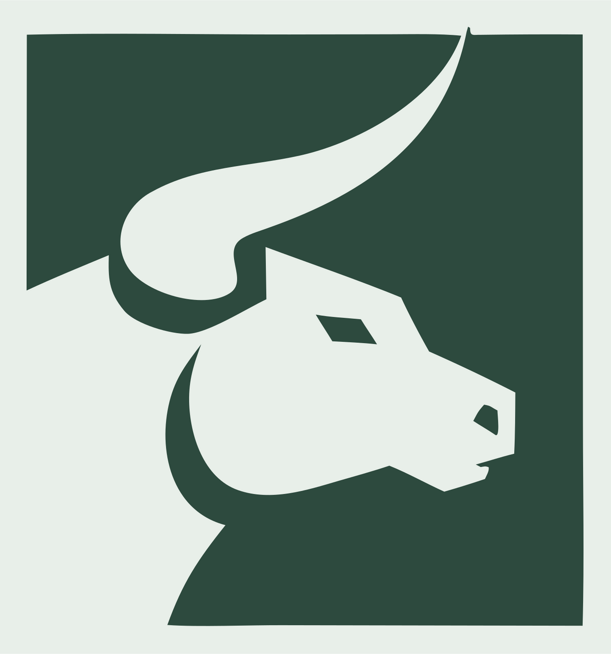 Negative Space Bull Square Logo #e8efe9/#2d4a3e