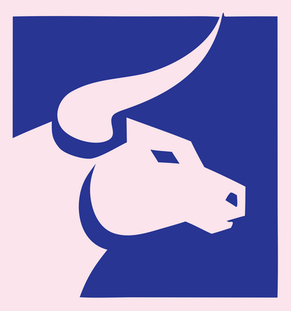 Negative Space Bull Square Logo #fce4ec/#283593