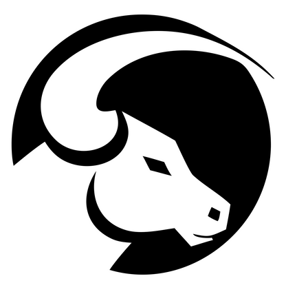 Negative Space Bull Circle Logo #ffffff/#000000