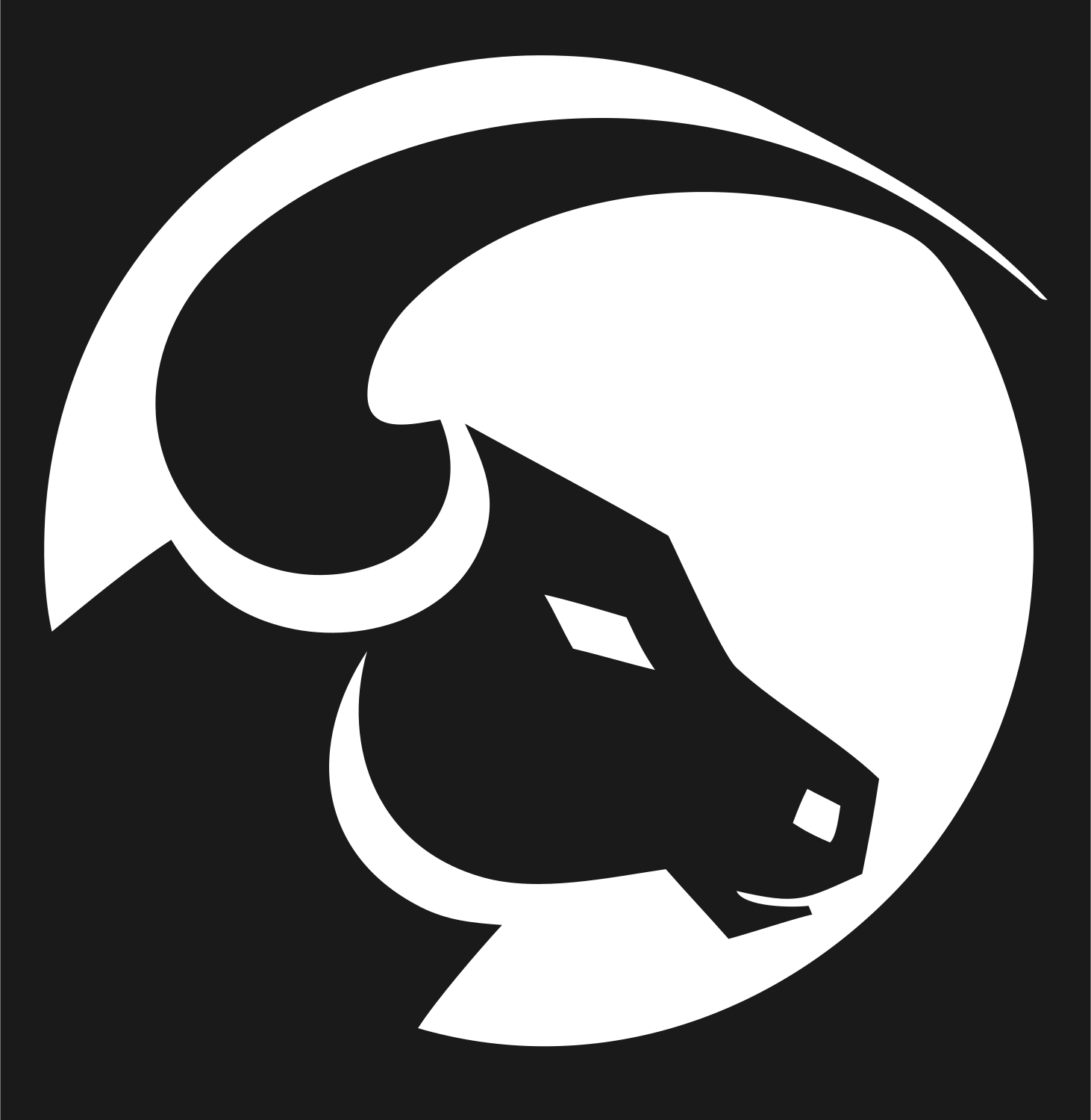 Negative Space Bull Circle Logo #1a1a1a/#ffffff