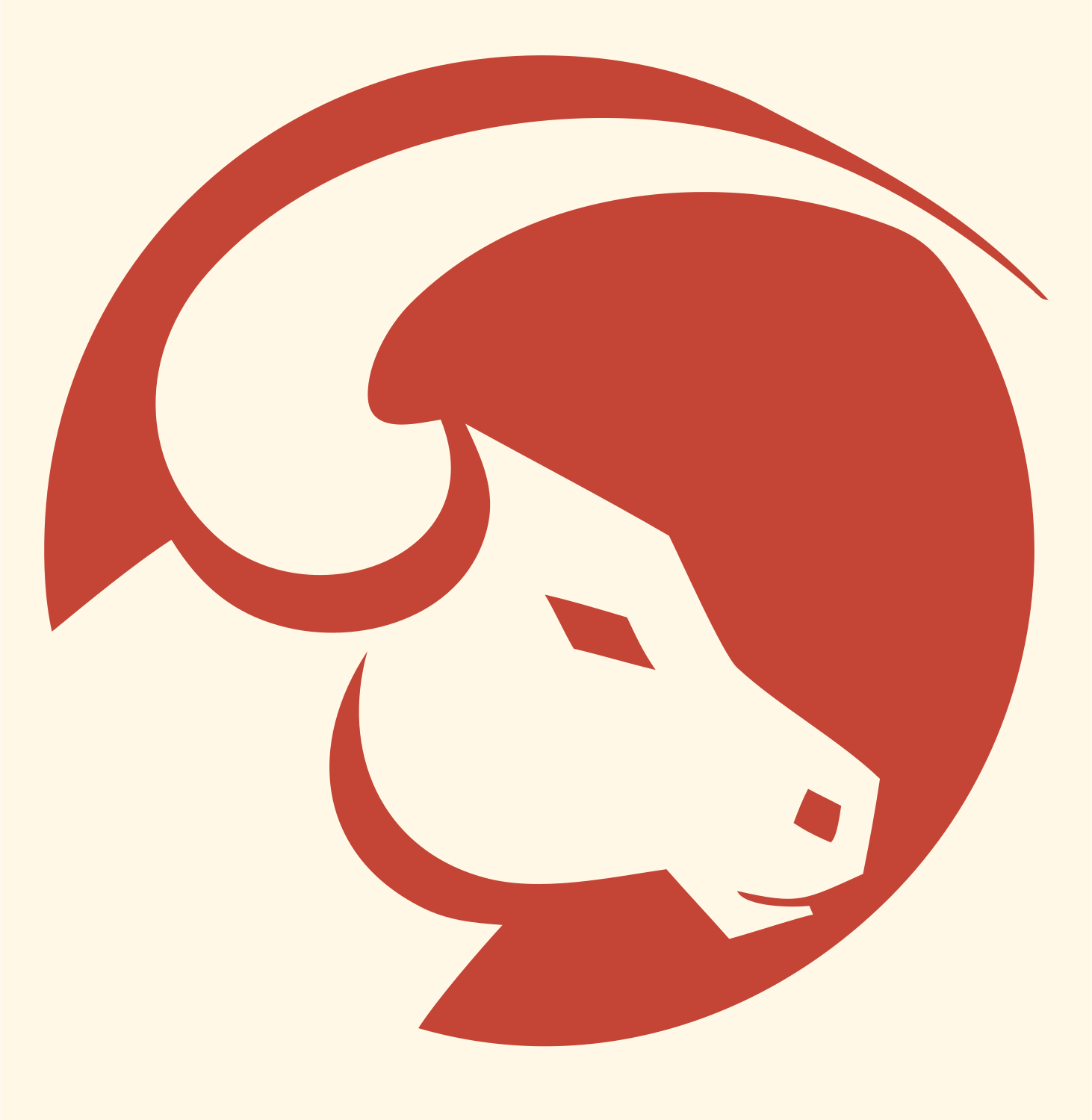 Negative Space Bull Circle Logo #fff8e7/#c44536