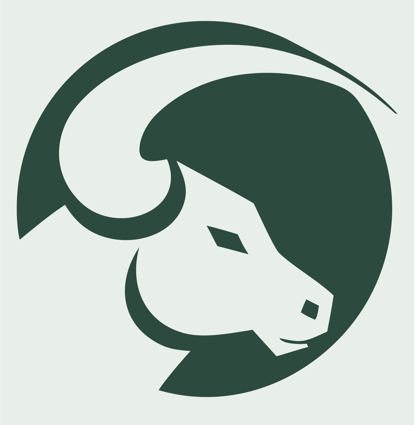 Negative Space Bull Circle Logo #e8efe9/#2d4a3e
