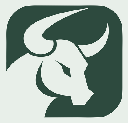 Negative Space Bull Portrait Badge #e8efe9/#2d4a3e