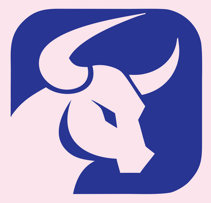 Negative Space Bull Portrait Badge #fce4ec/#283593