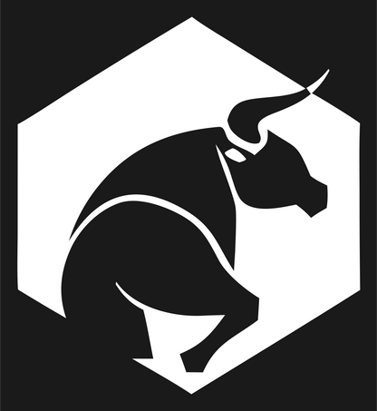 Negative Space Charging Bull Badge #1a1a1a/#ffffff