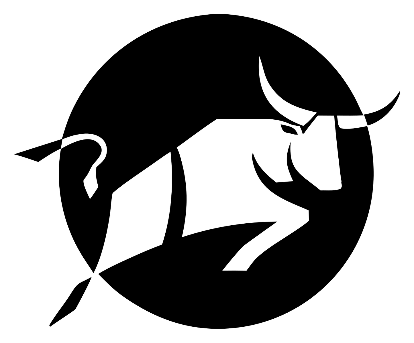 Charging Bull Circle Badge #ffffff/#000000