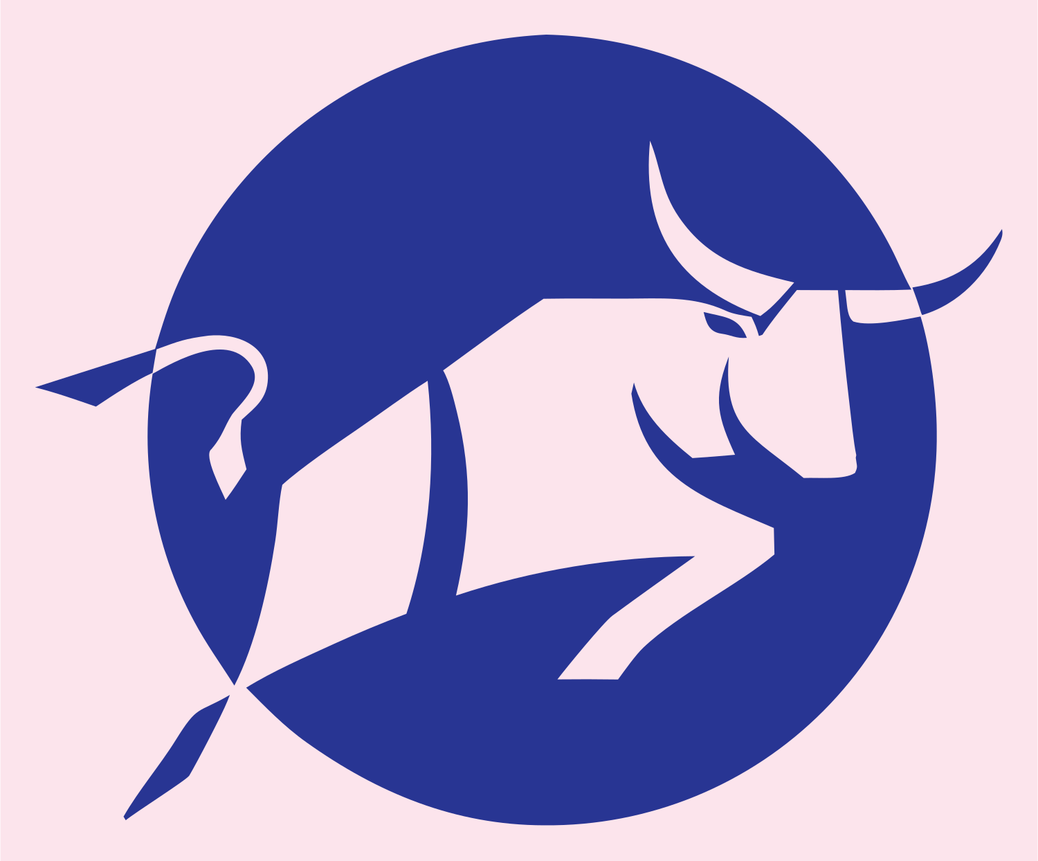 Charging Bull Circle Badge #fce4ec/#283593