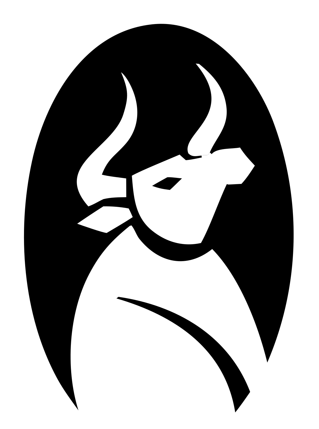 Negative Space Bull Oval Badge #ffffff/#000000