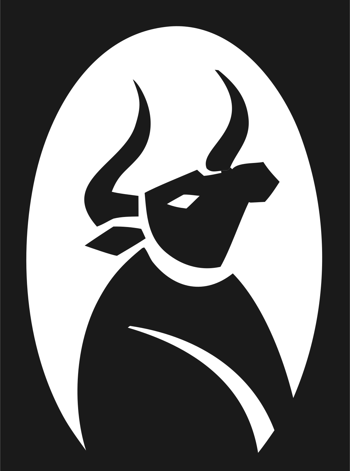 Negative Space Bull Oval Badge #1a1a1a/#ffffff