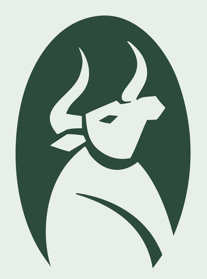 Negative Space Bull Oval Badge #e8efe9/#2d4a3e