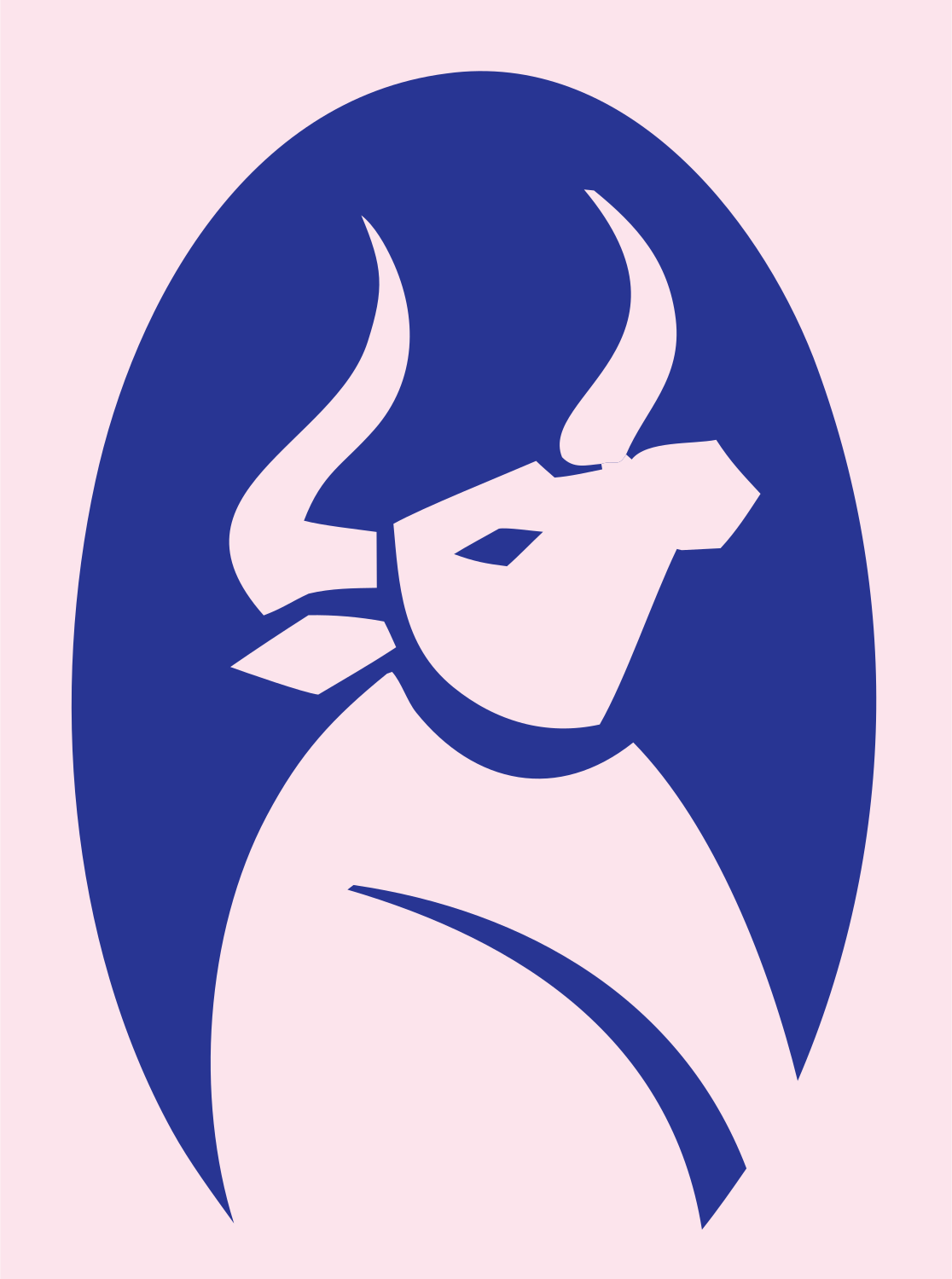 Negative Space Bull Oval Badge #fce4ec/#283593
