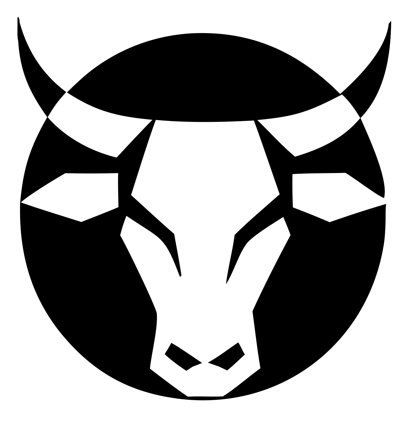 Negative Space Bull Circle Badge #ffffff/#000000