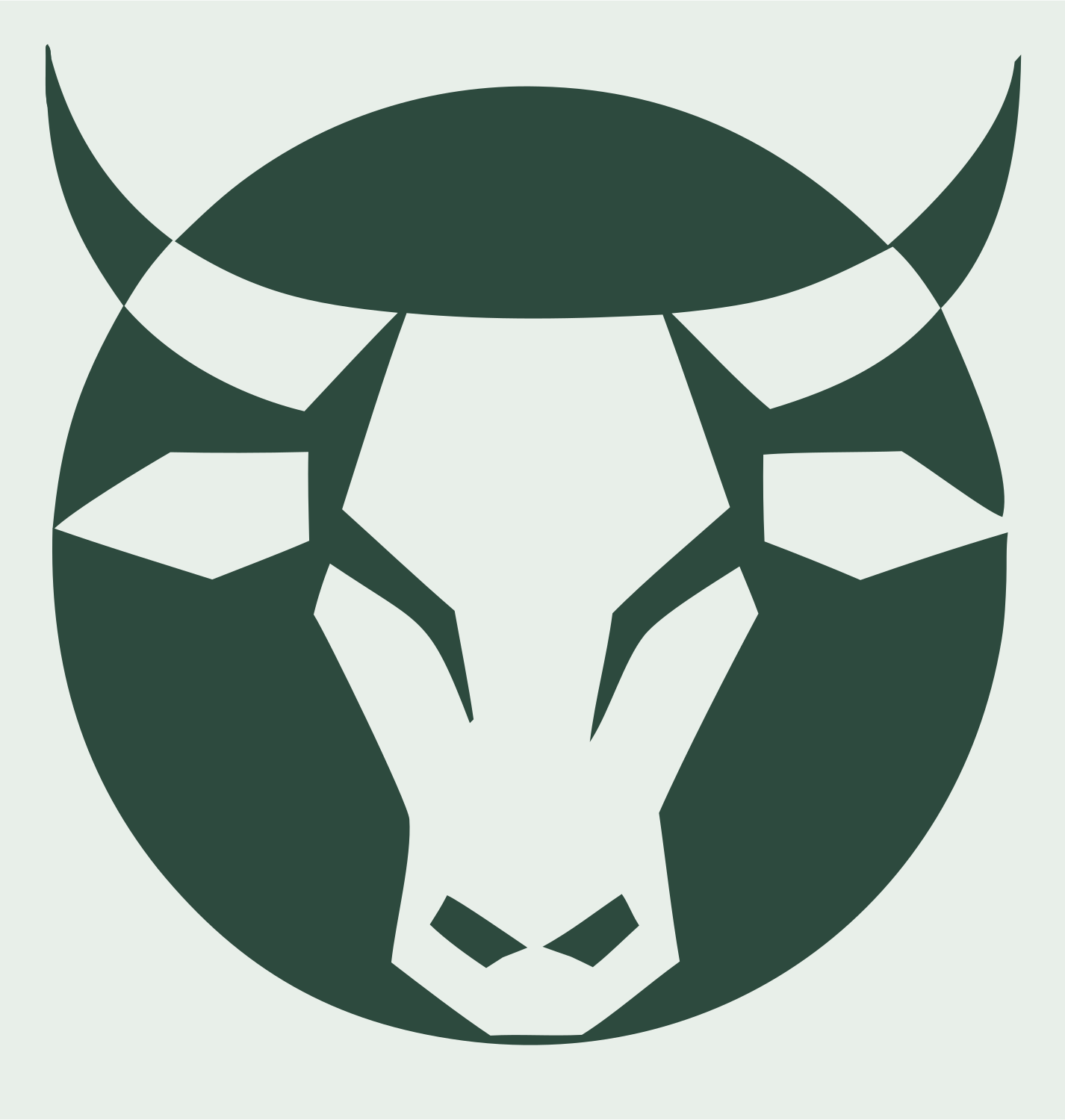 Negative Space Bull Circle Badge #e8efe9/#2d4a3e