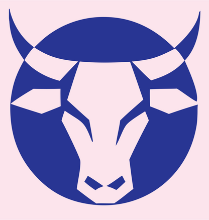 Negative Space Bull Circle Badge #fce4ec/#283593
