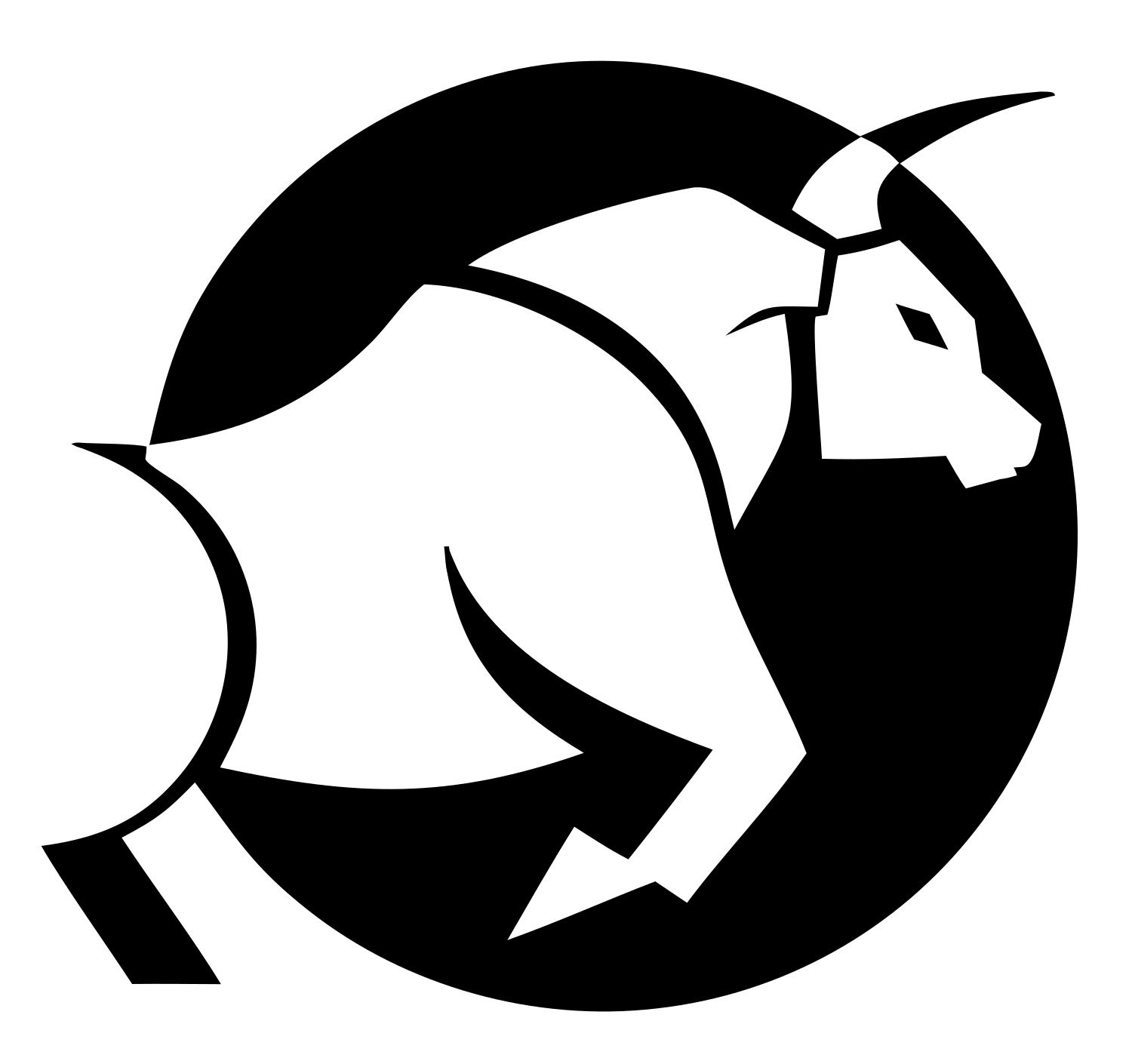 Charging Bull Circle Logo #ffffff/#000000