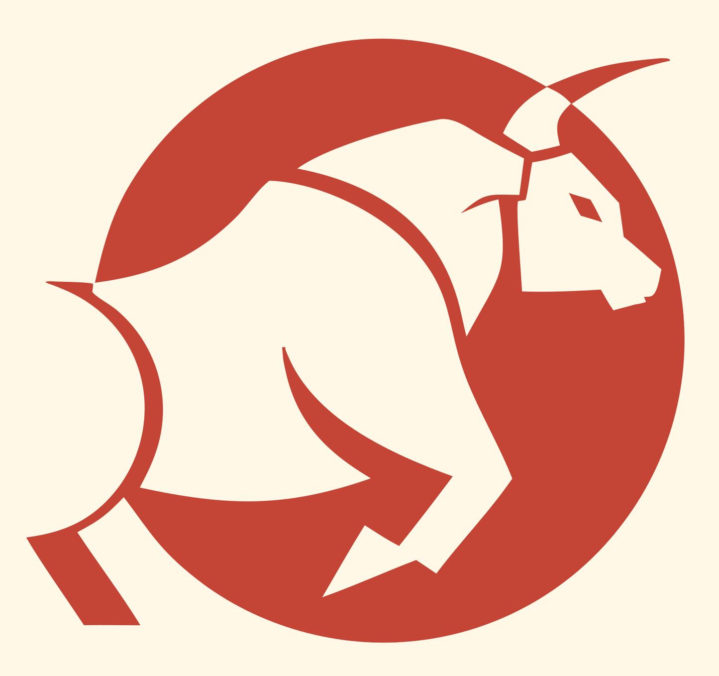 Charging Bull Circle Logo #fff8e7/#c44536